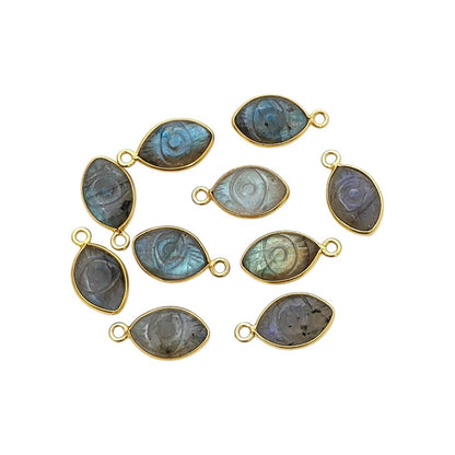 Gold Plated Sterling Silver Evil Eye Charm Pendant Handmade Spiritual Gemstone Jewelry- Selling Per Piece