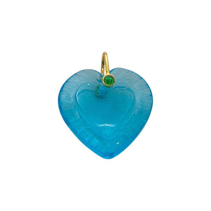 Hand Carved Blue Topaz Quartz Heart Gemstone Pendant with 925 Sterling Silver Fancy Bail - Selling Per Piece