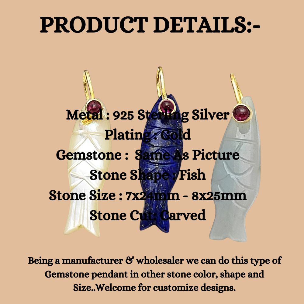 Mother of Pearl Carved Fish Pendant Designer Lucky Fish Charm for Necklace or Bracelet – Selling Per Piece