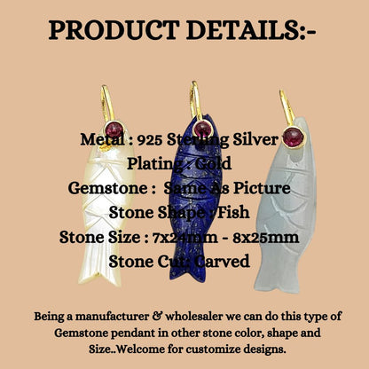 Mother of Pearl Carved Fish Pendant Designer Lucky Fish Charm for Necklace or Bracelet – Selling Per Piece