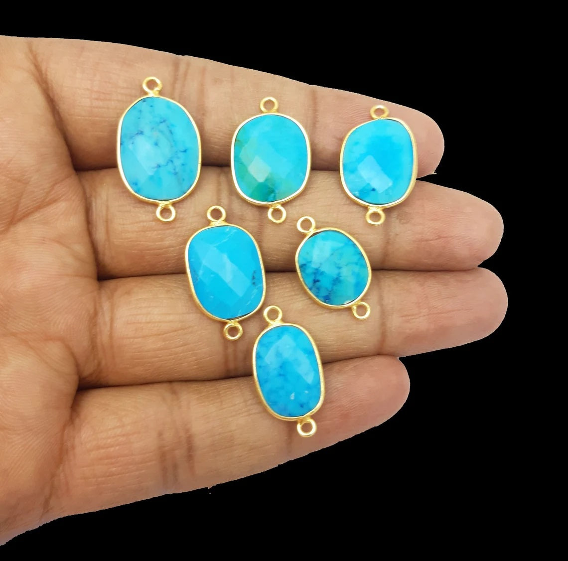 Turquoise Free Form Bezel Connector 12–15mm, Perfect DIY Gemstone Component for Necklaces and Bracelets- Selling Per Piece