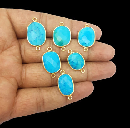 Turquoise Free Form Bezel Connector 12–15mm, Perfect DIY Gemstone Component for Necklaces and Bracelets- Selling Per Piece