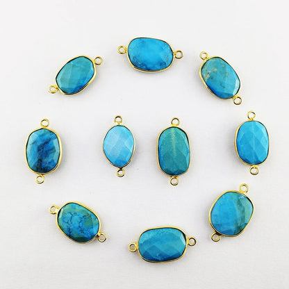 Turquoise Free Form Bezel Connector 12–15mm, Perfect DIY Gemstone Component for Necklaces and Bracelets- Selling Per Piece