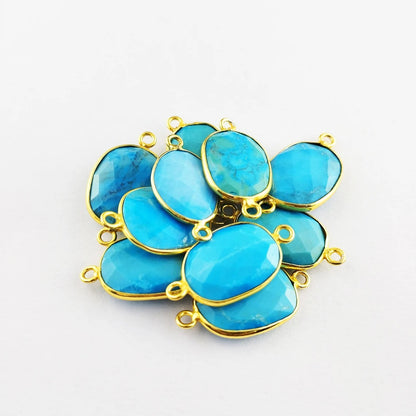 Turquoise Free Form Bezel Connector 12–15mm, Perfect DIY Gemstone Component for Necklaces and Bracelets- Selling Per Piece