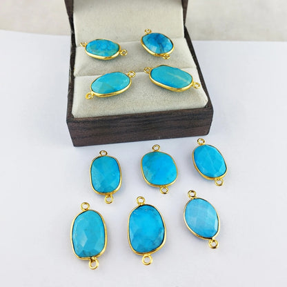 Turquoise Free Form Bezel Connector 12–15mm, Perfect DIY Gemstone Component for Necklaces and Bracelets- Selling Per Piece