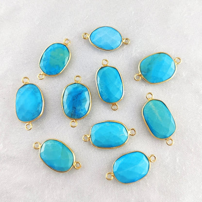 Turquoise Free Form Bezel Connector 12–15mm, Perfect DIY Gemstone Component for Necklaces and Bracelets- Selling Per Piece