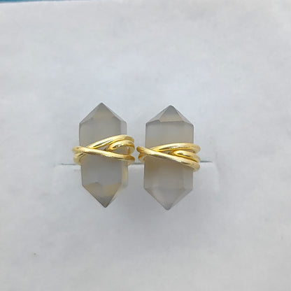 Handcrafted Chocolate Moonstone Stud Earrings, Elegant 12x5mm Gold Vermeil Gemstone Jewelry – Selling Per Pair
