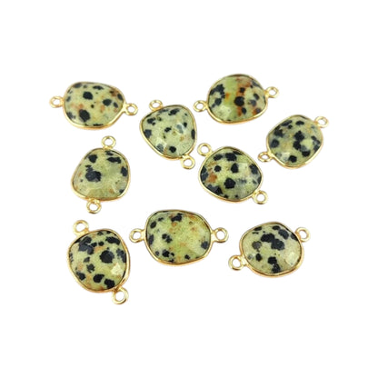 Dalmatian Jasper Gemstone Connector, 12–15mm Free Form Bezel Set Stone for Handmade Jewelry Creations- Selling Per Piece