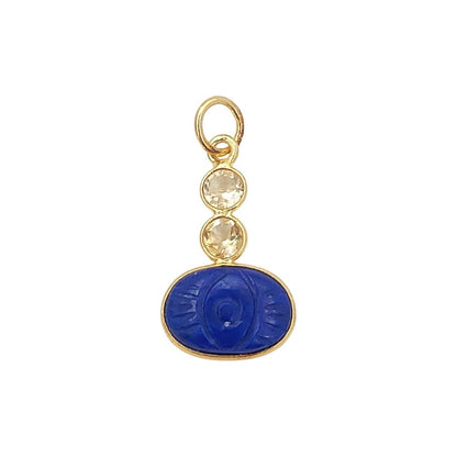 Handcrafted Dyed Blue Sapphire Pendant with Natural Citrine 925 Sterling Silver Gemstone Charm for DIY Jewelry- Selling Per Piece