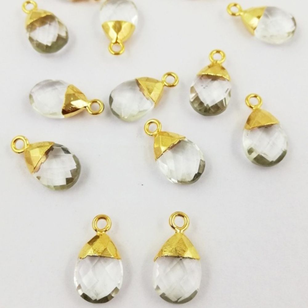 DIY Jewelry Making Clear Quartz Teardrop Pendant 13x9mm Natural Stone