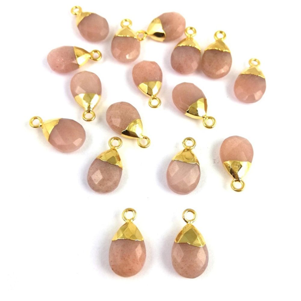 13x9mm Pear Cut Peach Moonstone Pendant Handmade Gemstone for Necklace and Bracelet