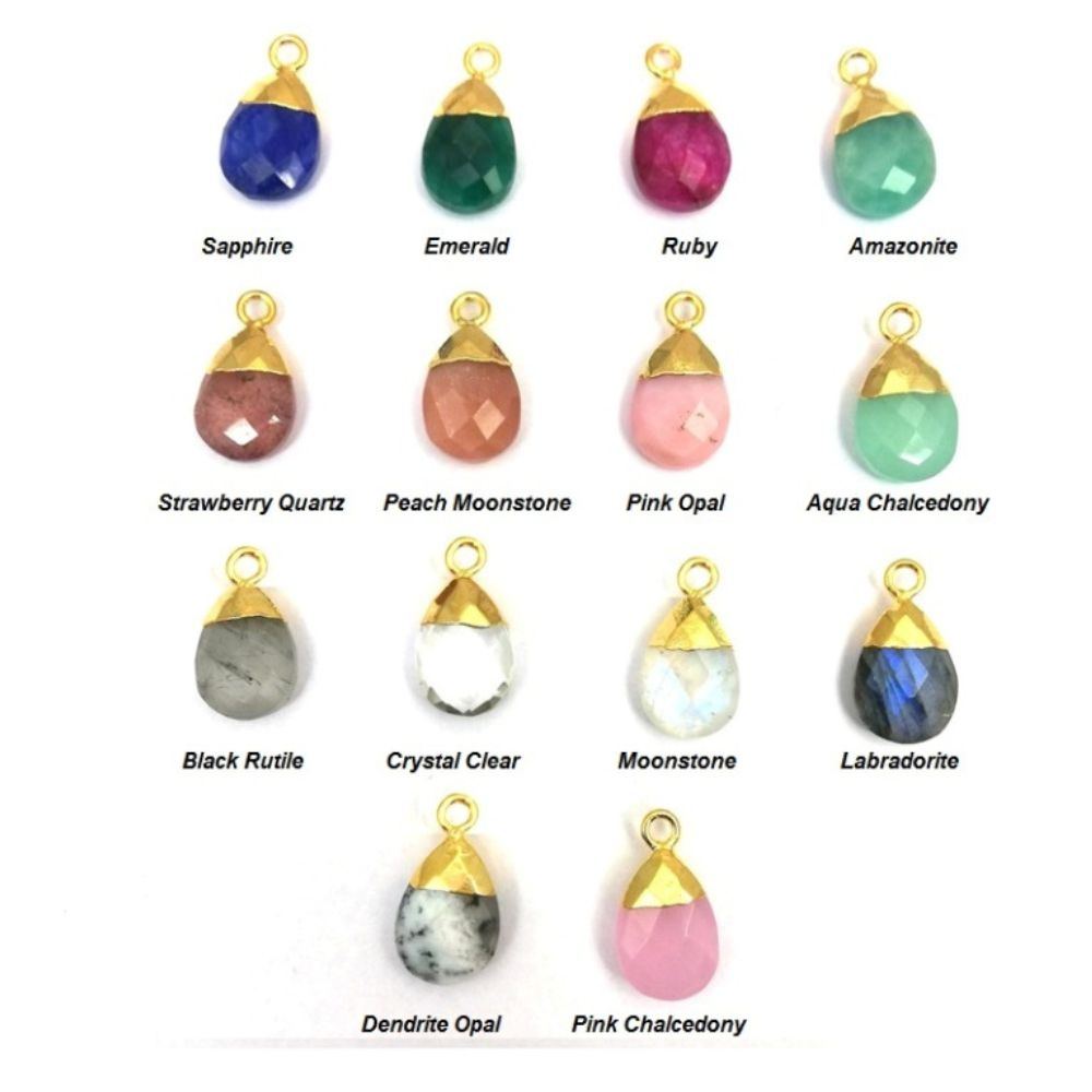 Gold Electroplated 13×9 mm Peach Moonstone Teardrop Pendants Handcrafted Gemstone Charm for DIY Jewelry Projects– Selling Per Piece