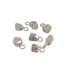 Handcrafted Raw Rainbow Moonstone Pendant Silver Electroplated Cap Crystal Charm for DIY- Selling Per Piece