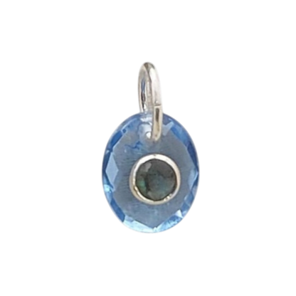 Handcrafted Tanzanite Quartz & Labradorite Pendant Artisan Double Stone Charm for DIY Jewelry Making