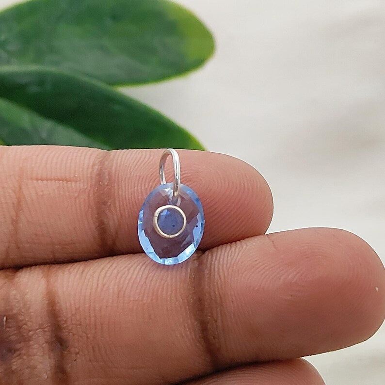 Handcrafted Tanzanite Quartz & Labradorite Pendant Artisan Double Stone Charm for DIY Jewelry Making