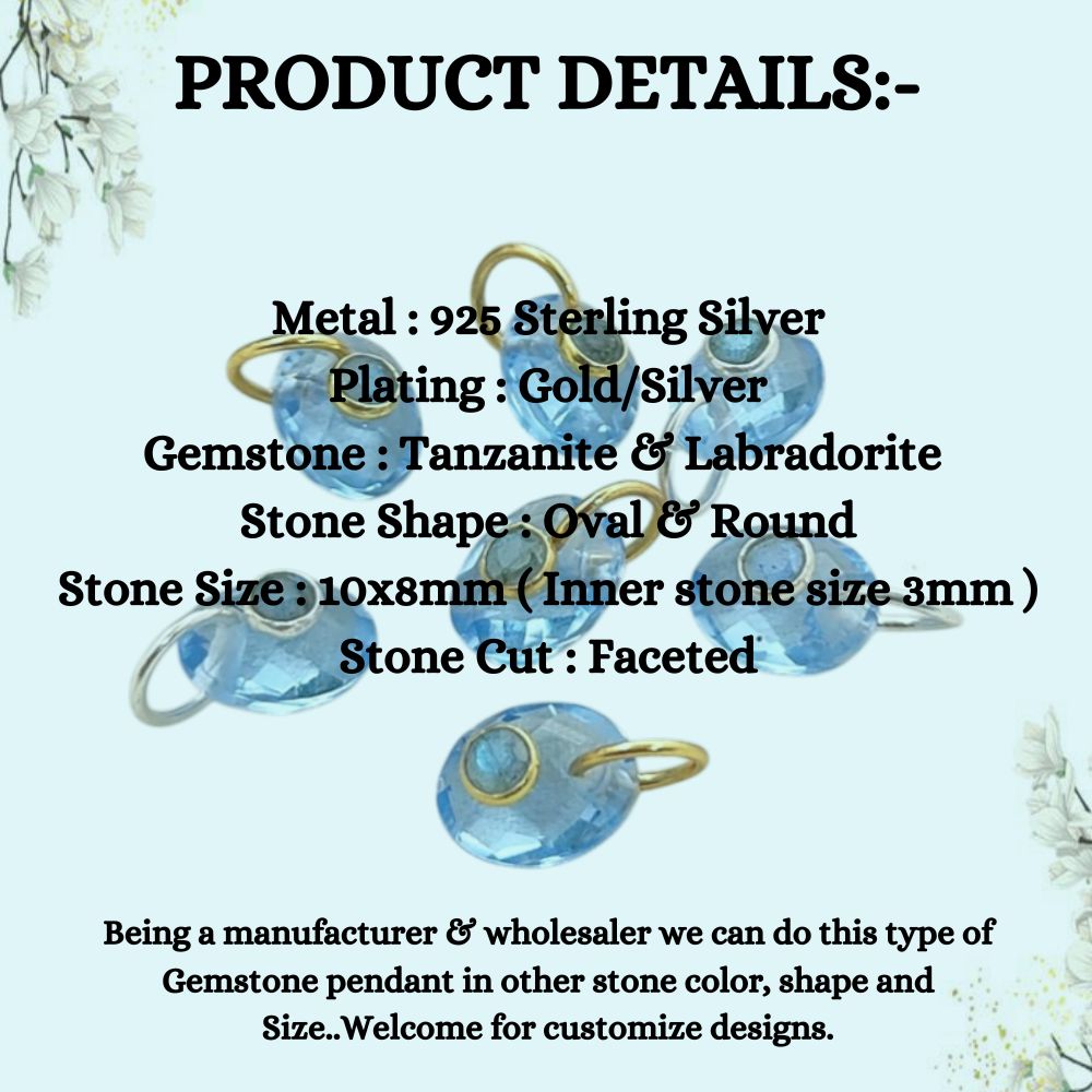 Handcrafted Tanzanite Quartz & Labradorite Pendant Artisan Double Stone Charm for DIY Jewelry Making
