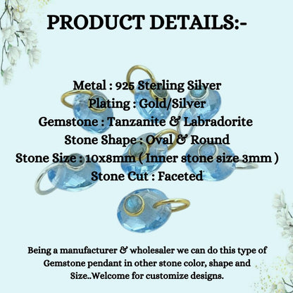 Handcrafted Tanzanite Quartz & Labradorite Pendant Artisan Double Stone Charm for DIY Jewelry Making