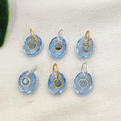 Handcrafted Tanzanite Quartz & Labradorite Pendant Artisan Double Stone Charm for DIY Jewelry Making