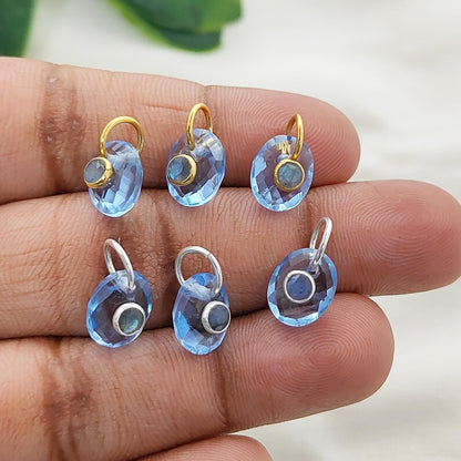 Handcrafted Tanzanite Quartz & Labradorite Pendant Artisan Double Stone Charm for DIY Jewelry Making