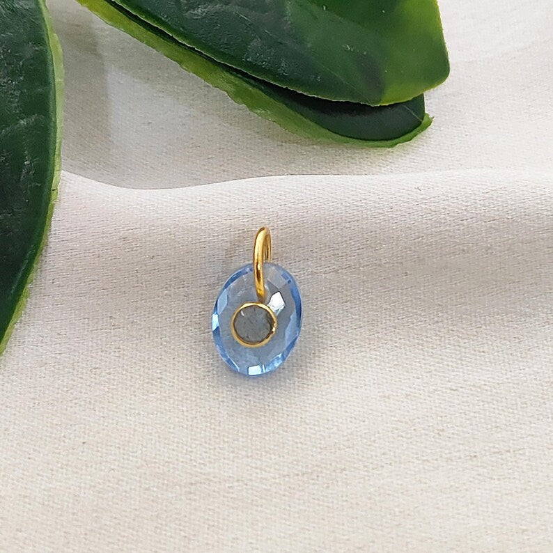 Handcrafted Tanzanite Quartz & Labradorite Pendant Artisan Double Stone Charm for DIY Jewelry Making