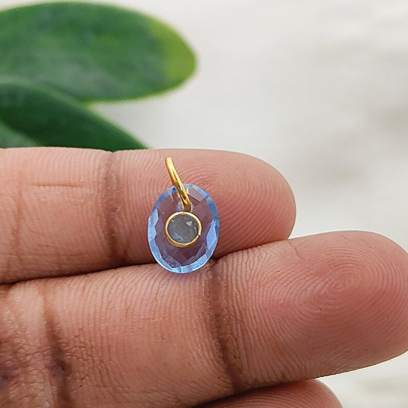 Handcrafted Tanzanite Quartz & Labradorite Pendant Artisan Double Stone Charm for DIY Jewelry Making
