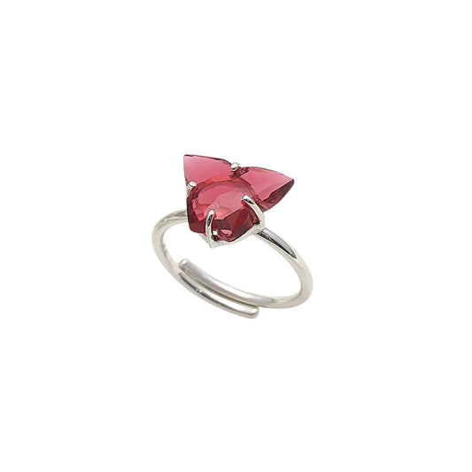 Handmade Pink Quartz Butterfly Ring in 925 Sterling Silver – Boho Jewelry for Women