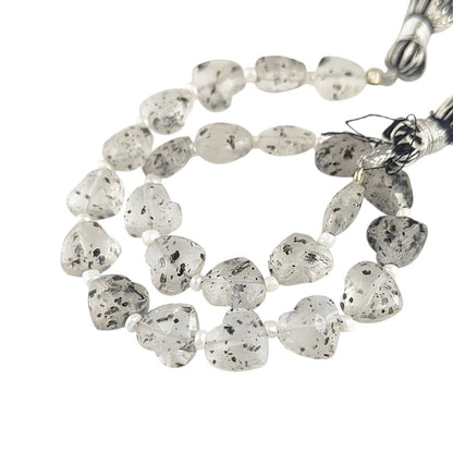 Handcrafted Black Dot Faceted Heart Beads