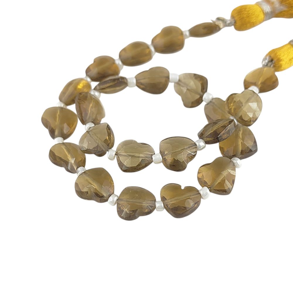 Handcrafted Champagne Faceted Heart Beads