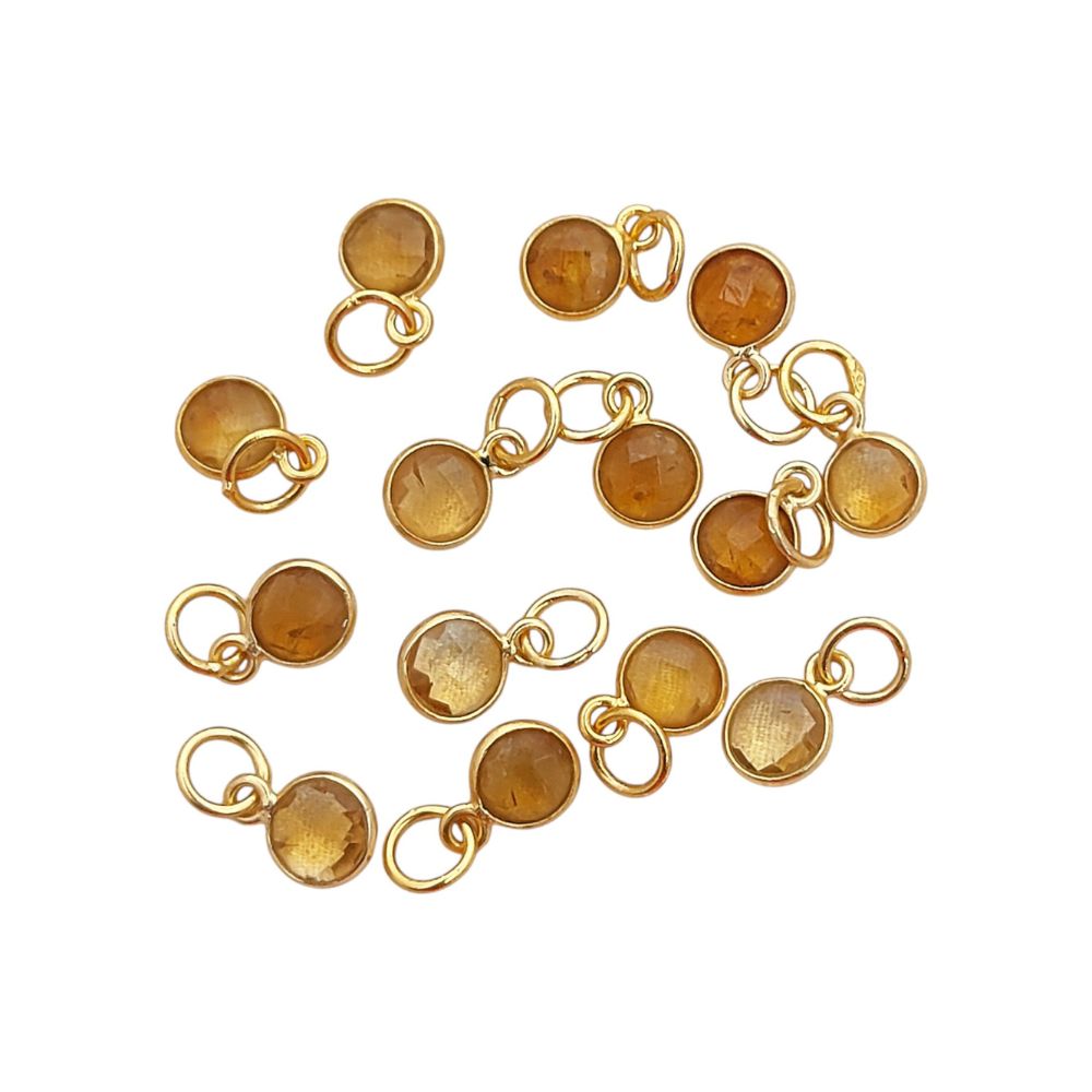 Handcrafted Citrine Pendant 6mm Faceted Round November Birthstone Gemstone Necklace Charm in Gold Vermeil & Sterling Silver- Selling Per Piece