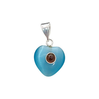 Aqua Monalisa Double Stone Heart Pendant Smooth Polished Heart Charm with Gold/Silver Plating for DIY Necklace Making – Selling Per Piece