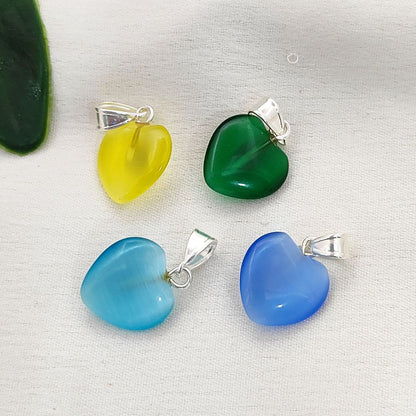 Yellow Monalisa Double Heart Pendant Charm Smooth Polished Gemstone Hearts with Durable Gold/Silver Plated Bail Ideal for DIY Necklace– Selling Per Piece