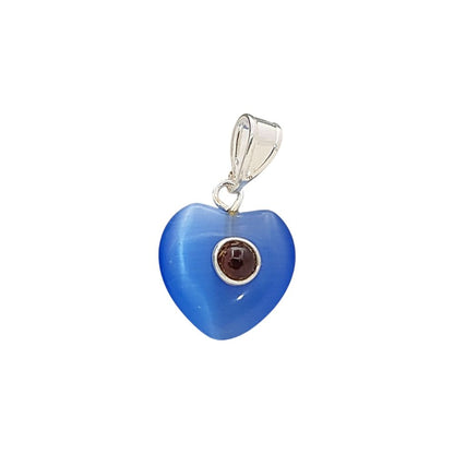 Double Stone Blue Monalisa Heart Pendant Charm, Smooth Polished Gemstone with Durable Gold/Silver Plated Bail for DIY Jewelry Making– Selling Per Piece