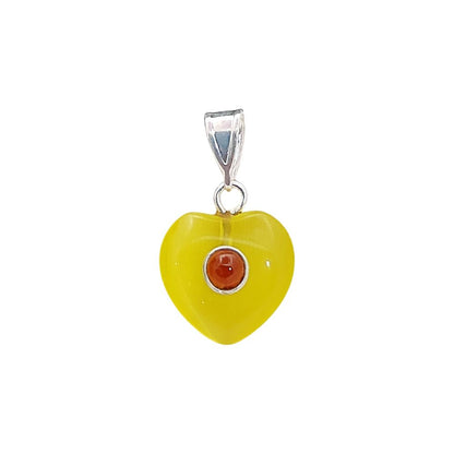 Yellow Monalisa Double Heart Pendant Charm Smooth Polished Gemstone Hearts with Durable Gold/Silver Plated Bail Ideal for DIY Necklace– Selling Per Piece