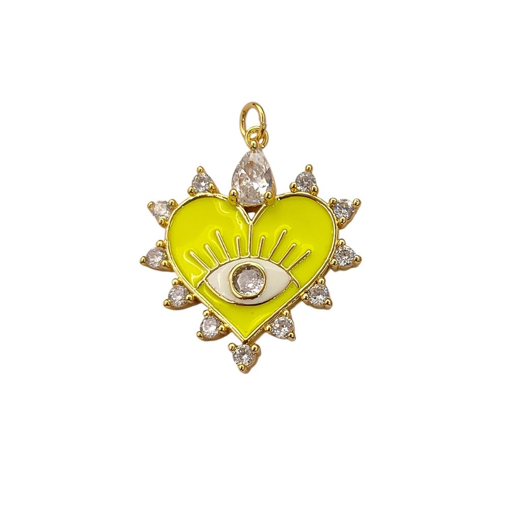 Handmade 18K gold filled neon heart evil eye charm