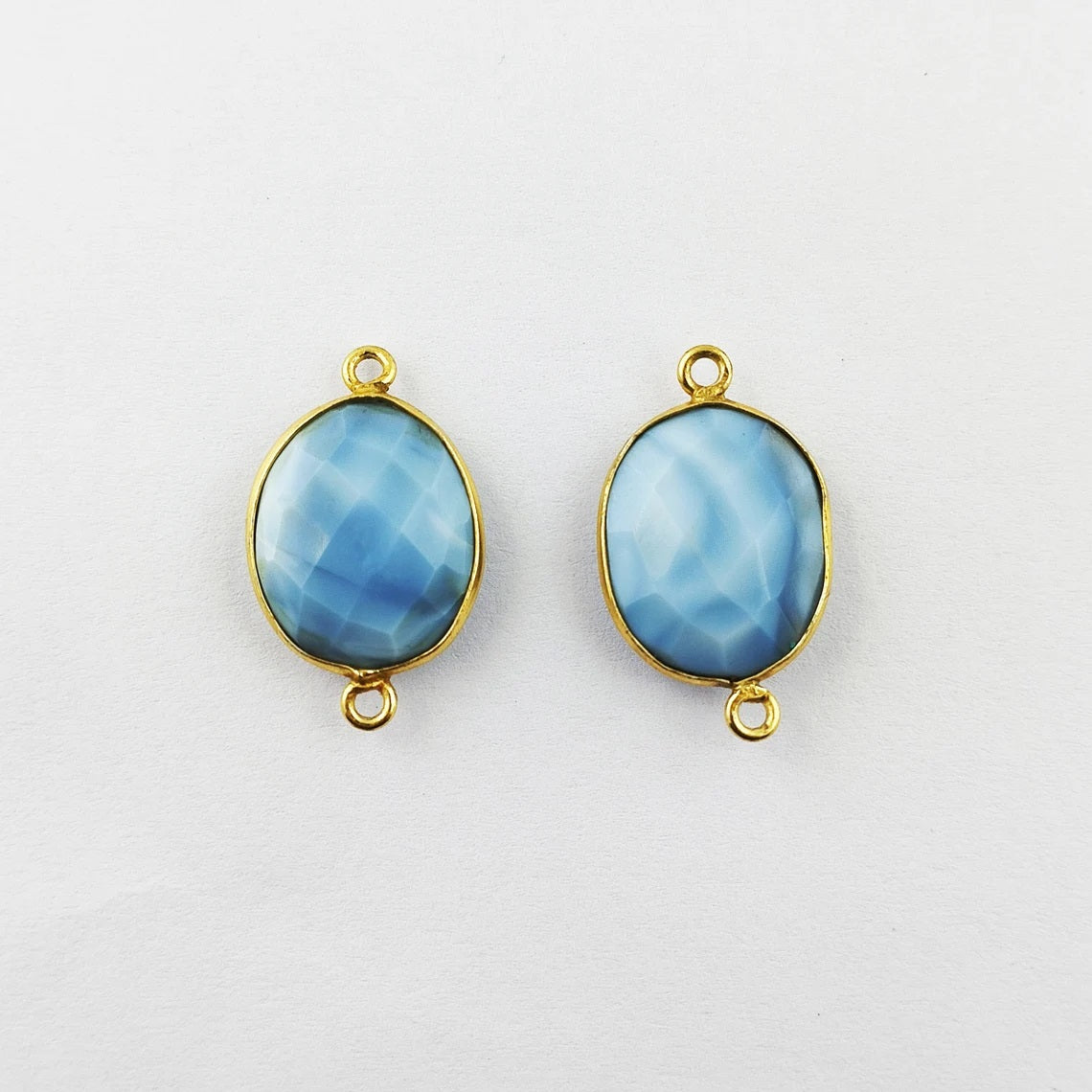 Gold Plated 12–15mm Blue Opal Free Form Connector Unique Gemstone Links for DIY Jewelry, Bracelets & Necklaces- Selling Per Piece