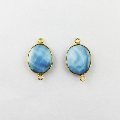 Gold Plated 12–15mm Blue Opal Free Form Connector Unique Gemstone Links for DIY Jewelry, Bracelets & Necklaces- Selling Per Piece
