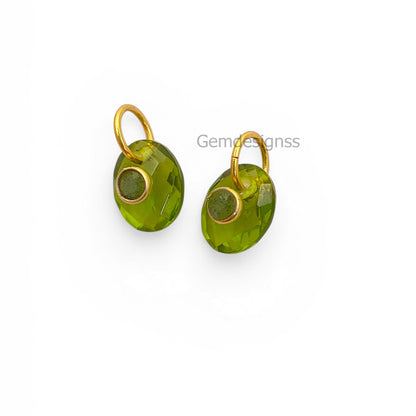 Handmade Bohemian Peridot and Labradorite Gemstone Pendant, 925 Sterling Silver Charm for Necklace Jewelry Making Supplies