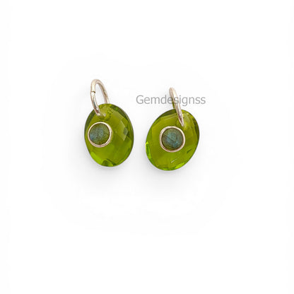 Handmade Bohemian Peridot and Labradorite Gemstone Pendant, 925 Sterling Silver Charm for Necklace Jewelry Making Supplies