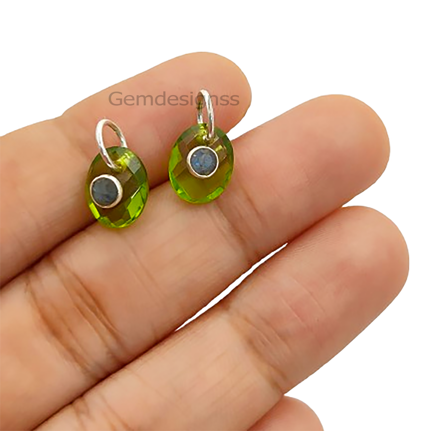Handmade Bohemian Peridot and Labradorite Gemstone Pendant, 925 Sterling Silver Charm for Necklace Jewelry Making Supplies
