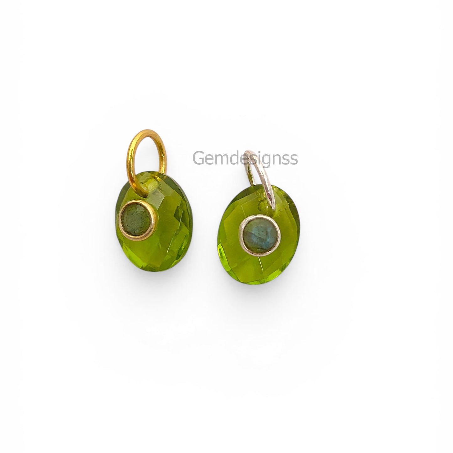 Handmade Bohemian Peridot and Labradorite Gemstone Pendant, 925 Sterling Silver Charm for Necklace Jewelry Making Supplies