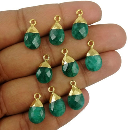13x9mm Pear Cut Green Emerald Pendant Handmade Gemstone for Necklace and Bracelet