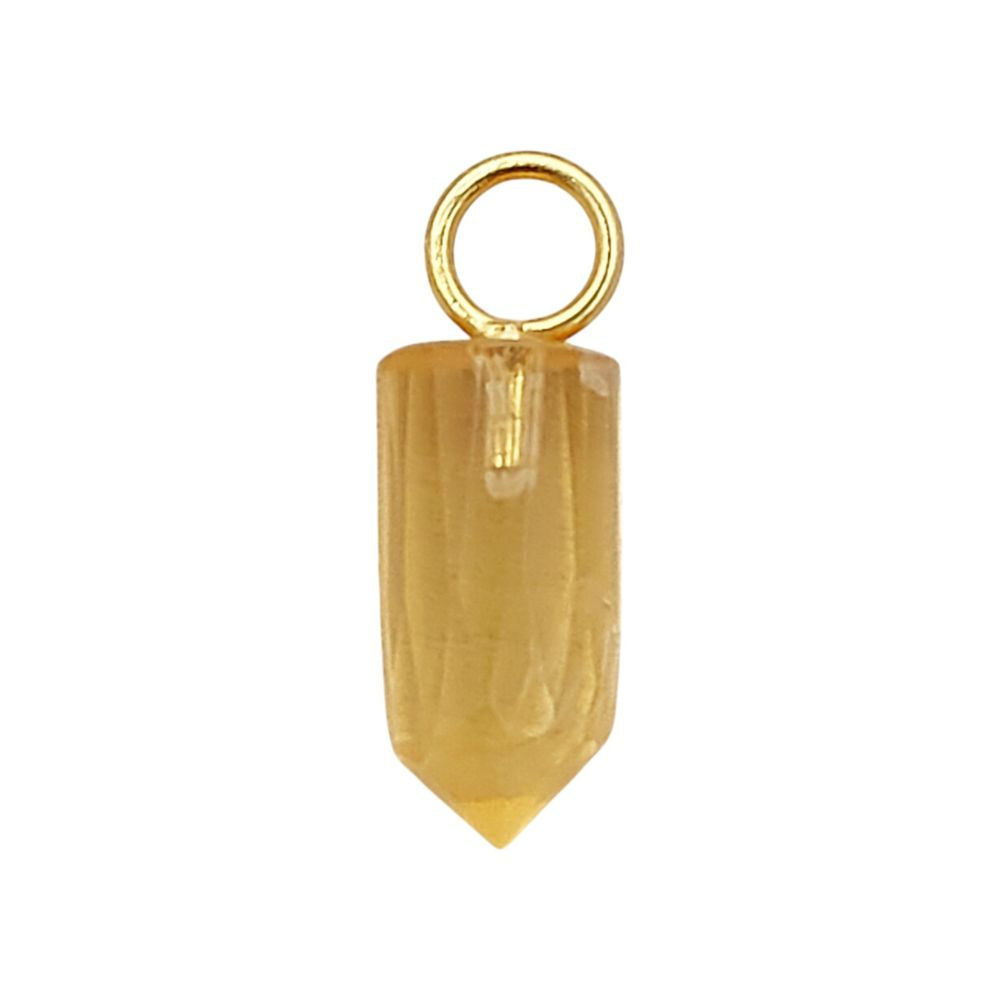 Handmade Citrine Pencil Point Pendant in Gold Plated 925 Sterling Silver 14x6mm Natural Yellow Gemstone Spike Charm- Selling Per Piece