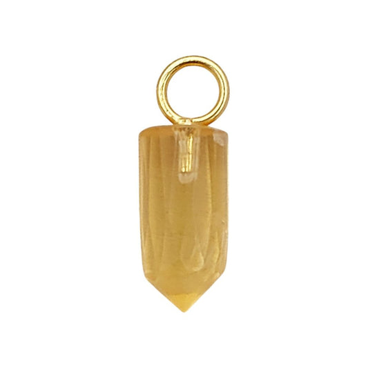 Handmade Citrine Pencil Point Pendant in Gold Plated 925 Sterling Silver 14x6mm Natural Yellow Gemstone Spike Charm- Selling Per Piece