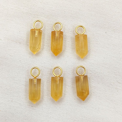 Handmade Citrine Pencil Point Pendant in Gold Plated 925 Sterling Silver 14x6mm Natural Yellow Gemstone Spike Charm- Selling Per Piece