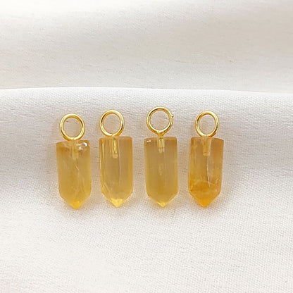 Handmade Citrine Pencil Point Pendant in Gold Plated 925 Sterling Silver 14x6mm Natural Yellow Gemstone Spike Charm- Selling Per Piece