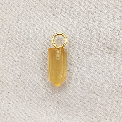 Handmade Citrine Pencil Point Pendant in Gold Plated 925 Sterling Silver 14x6mm Natural Yellow Gemstone Spike Charm- Selling Per Piece