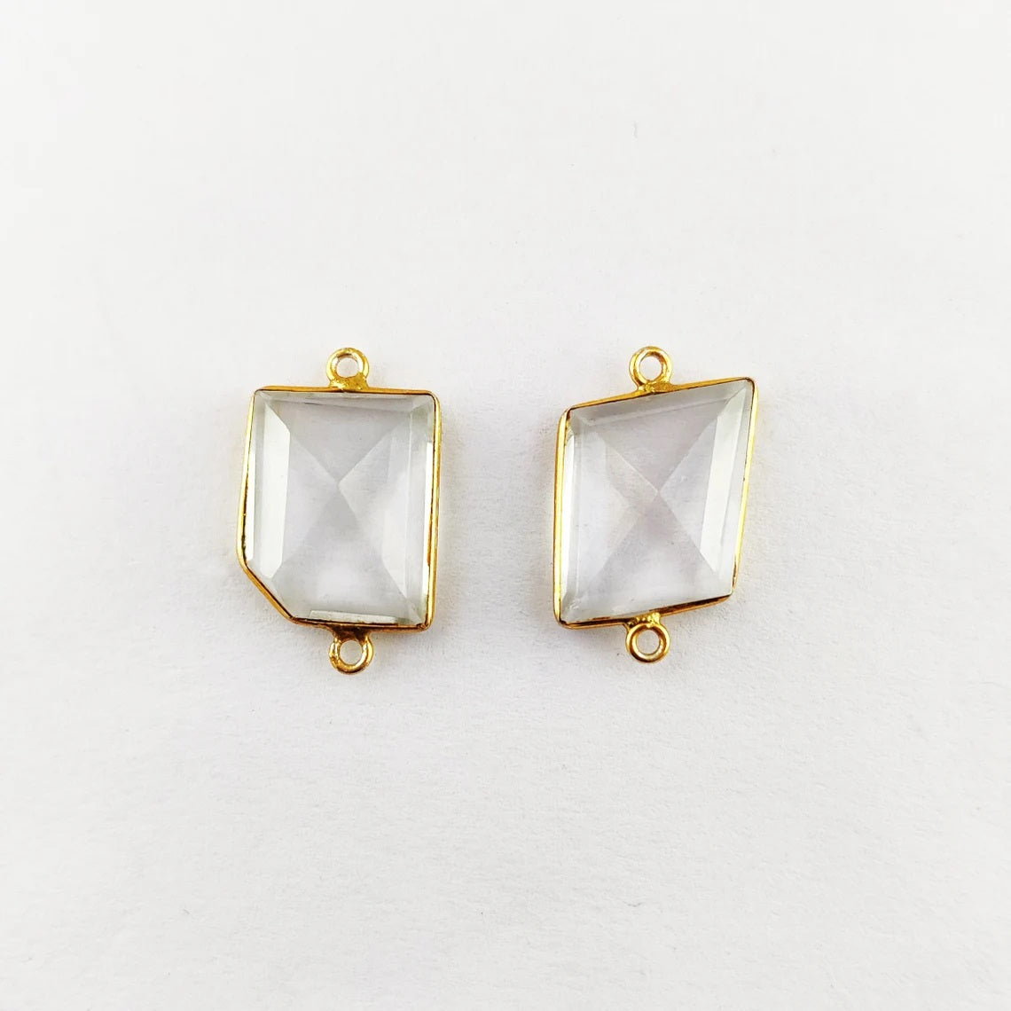 Handcrafted 15–18mm Clear Quartz Bezel Connector, Fancy Cut Free Form Gemstone Link for DIY Bracelets and Necklaces- Selling Per Piece