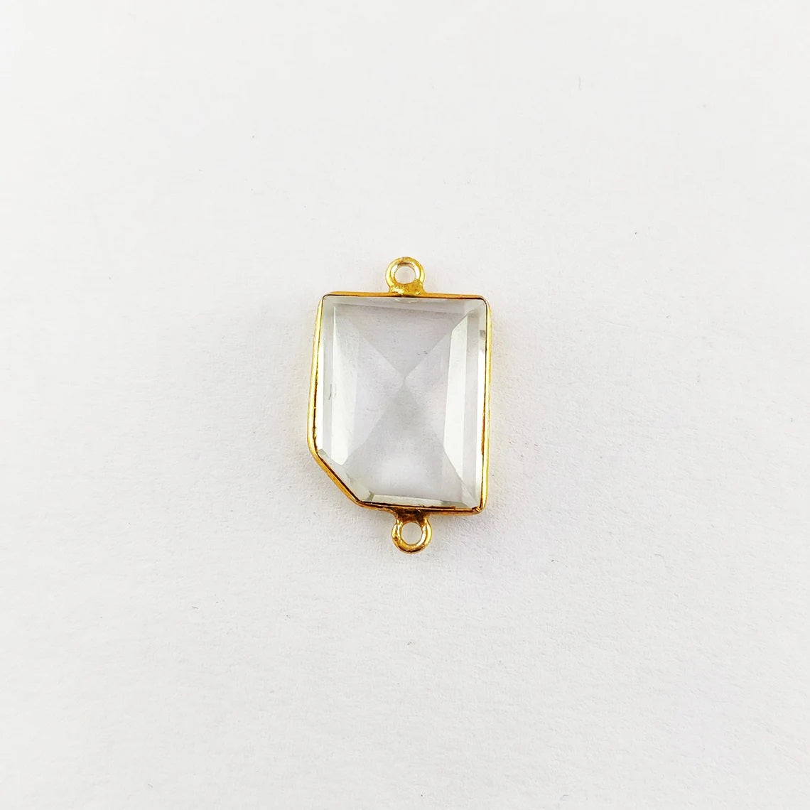 Handcrafted 15–18mm Clear Quartz Bezel Connector, Fancy Cut Free Form Gemstone Link for DIY Bracelets and Necklaces- Selling Per Piece