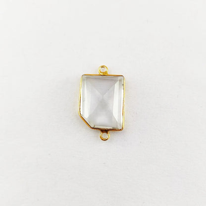 Handcrafted 15–18mm Clear Quartz Bezel Connector, Fancy Cut Free Form Gemstone Link for DIY Bracelets and Necklaces- Selling Per Piece