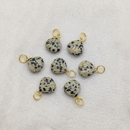Dalmatian Jasper Seashell Pendant Handmade Gold Plated Sterling Silver Jewelry